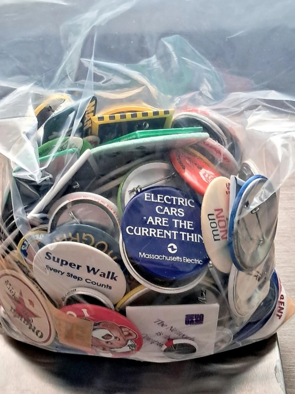 2.8 Pounds of Assorted Button Pins - Mostly Canadian-Majority are Vintage